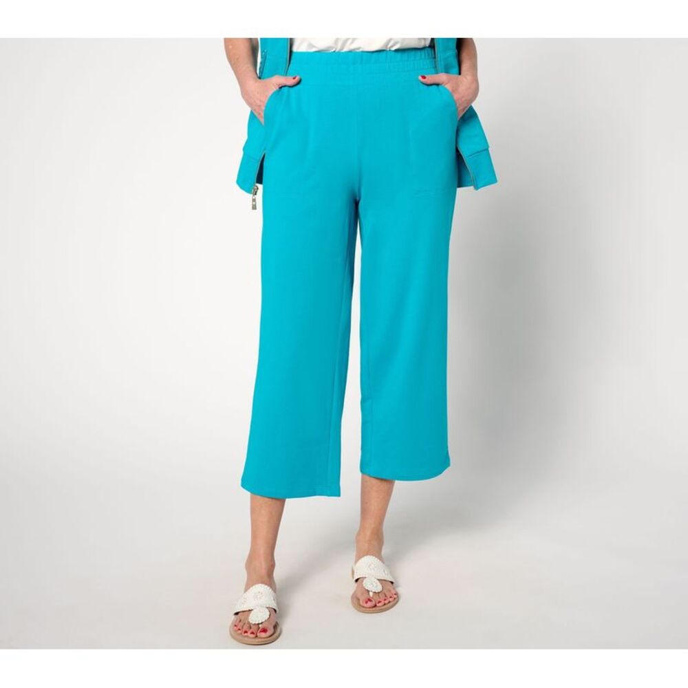 Liberare Women's Petite Pants 4XP French Terry Cropped Pant Blue A647289